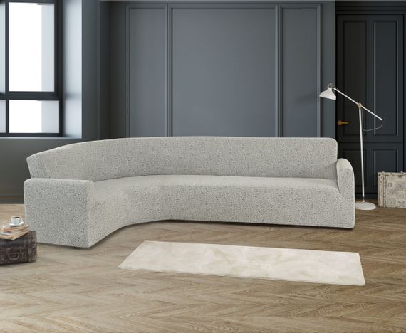 Жаккардовый чехол на угловой диван Stone без юбки индиго