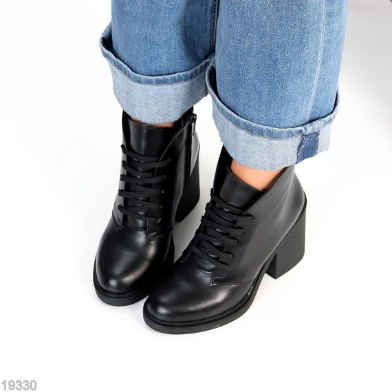 Шикарные кожаные зимние ботильоны на среднем устойчивом каблуке | Зображення 1