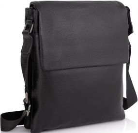 Кожаный мужской мессенджер Tiding Bag  черный