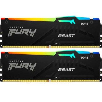 Модуль памяти для компьютера DDR5 16GB (2x8GB) 5200 MHz Beast RGB Kingston Fury (ex.HyperX) (KF552C36BBEAK2-16)