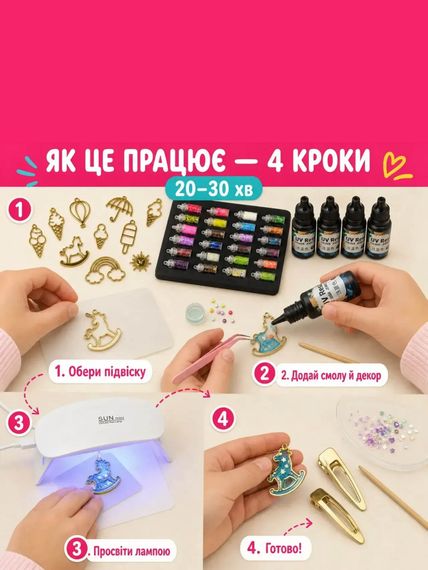 Набір для створення прикрас з кольорової UV-смоли з UV-лампою | Зображення 5