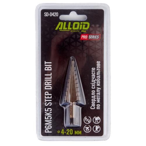 Alloid Pro. Свердло ступеневе по металу кобальтове Р6М5К5, 4-20мм | Зображення 3