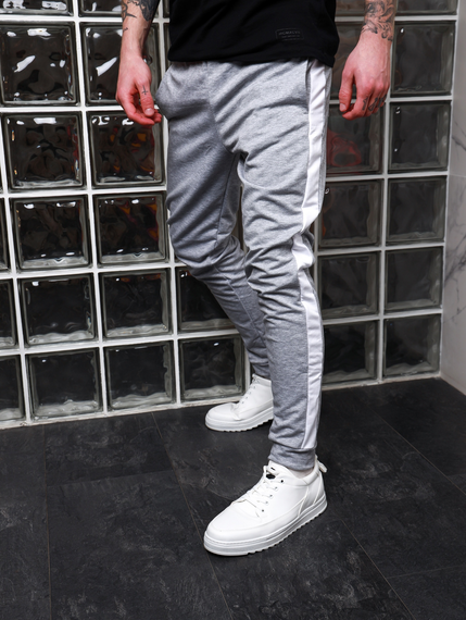 Штаны лампас весна серо-белый XS