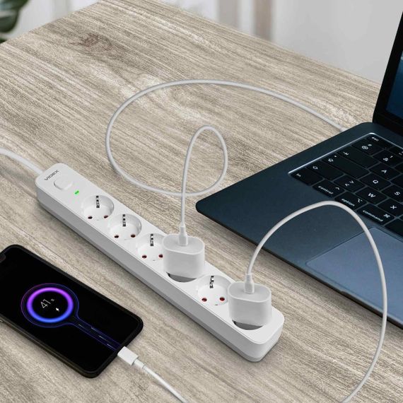 Мережевий подовжувач VIDEX ONCORD з/з 6п 3м (3x1.5мм) з кнопкою White | Зображення 9