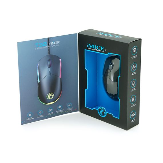 Миша провідна iMICE T30, 6 кнопок, 800/1200/1600/3200 DPI, Led Lighting, 1,5м, Windows XP/Vista/Win7/8/10 Mac OS X, Black, COLOR | Зображення 1