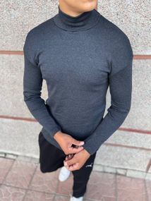 Мужской трикотажный утепленный гольф на флисе с воротником стойкой PA5644 цвет серый, размер XL