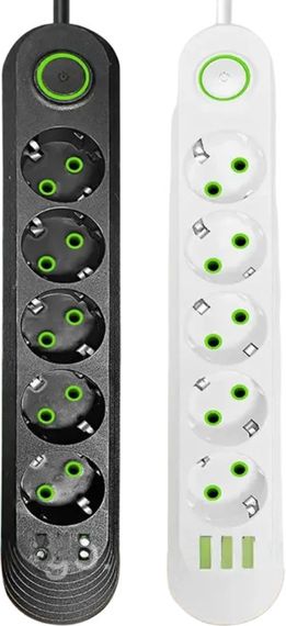 Мережевий фільтр-подовжувач 2м, 5 розеток, 3хUSB з швидкою зарядкою, Maxxter SPM5-G-6G (23457281401_324) | Зображення 9
