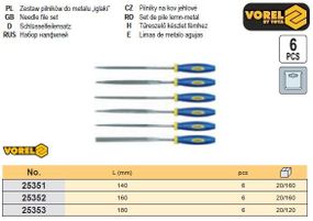 Набор надфиль надфілі l=180мм 6шт VOREL-25353