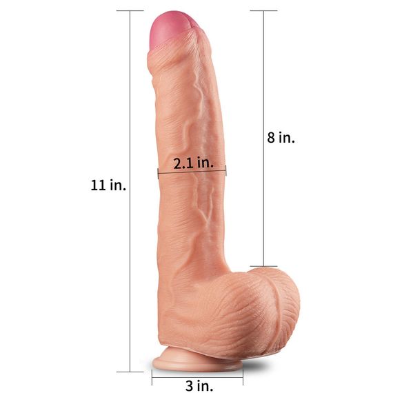 Фалоімітатор - Dual-Layered Silicone Cock 11" Flesh Sex Aura | Зображення 6