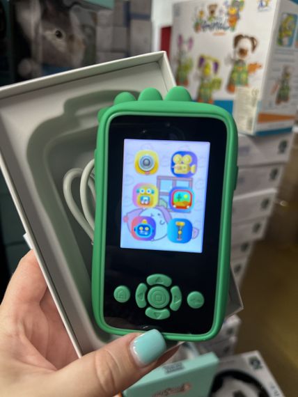 Смартфон дитячий  "KidPhone Dino" з камерою та іграми (синій/зелений) в коробці р.14*9*4см | Зображення 1