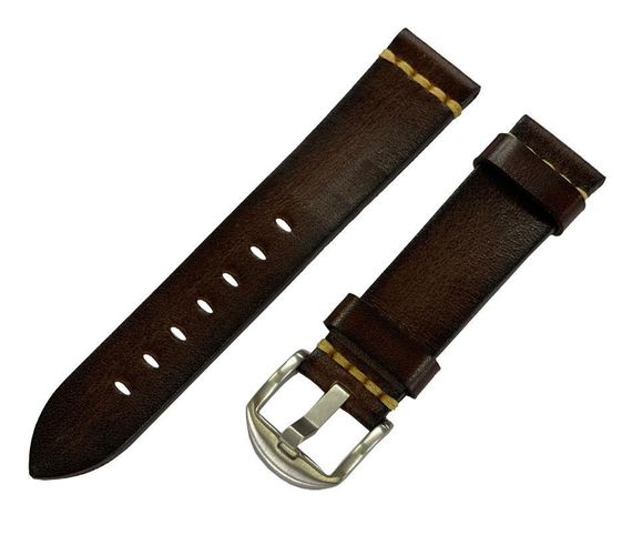 Шкіряний ремінець Primolux C052B Steel buckle для годинника Honor Magic Watch 2 42mm - Dark Brown | Зображення 1