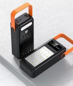 Повербанк Power Bank 40000 mAh со встроенными кабелями и фонариком