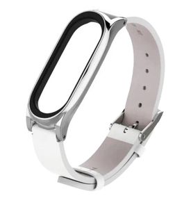Шкіряний ремінець Primo Mijobs для фітнес-браслета Xiaomi Mi Smart Band 7 - White&Silver
