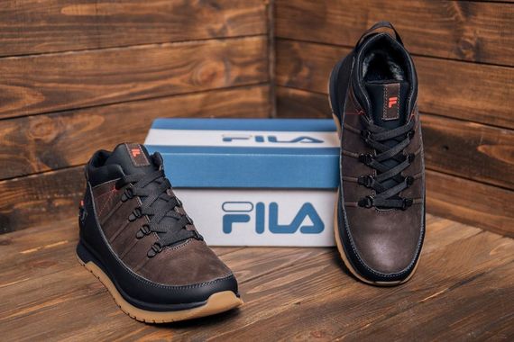 шкіряні зимові кросівки Fila коричневі | Зображення 6