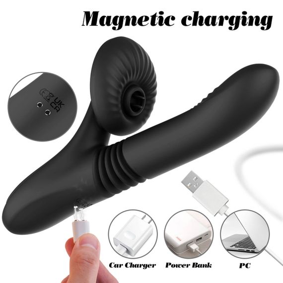 Вібратор для подвійної стимуляціїї Silicone Vibrator 7 Powerful Modes - Licking,Thrusting and Heatin sexstyle | Зображення 8