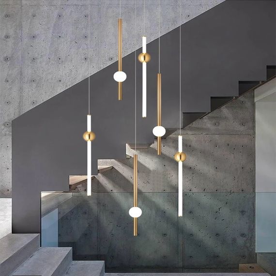 Люстра світлодіодна підвісна LED світильник для квартири на стелю лед 26271 Латунь 100-200х10х10 см. | Зображення 3