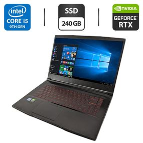 Ігровий ноутбук MSI GF65 Thin 9SEXR / 15.6" (1920x1080) IPS / Intel Core i5-9300H (4 (8) ядра по 2.4 - 4.1 GHz) / 16 GB DDR4 / 240 GB SSD / nVidia GeForce RTX 2060, 6 GB GDDR6, 192-bit / WebCam б/в
