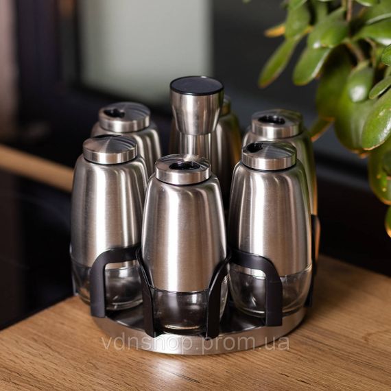 Набір баночок для спецій 6 шт 15х15х16 см карусель для зберігання спецій HP-1300 | Зображення 4