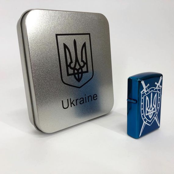 Дугова електроімпульсна запальничка USB Україна (металева коробка) HL-446. CP-122 Колір: синій | Зображення 3