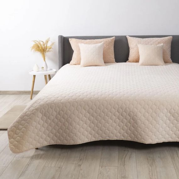 Покрывало евро макси ТЕП Velour Ромб круглый 4-00518-28761 180х240 см персиковое