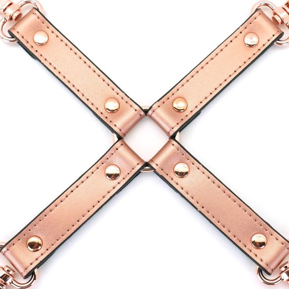 Хрестовина для фіксації Liebe Seele Rose Gold Memory Hog Tie, натуральна шкіра, рожеве золото Sex Aura | Зображення 2