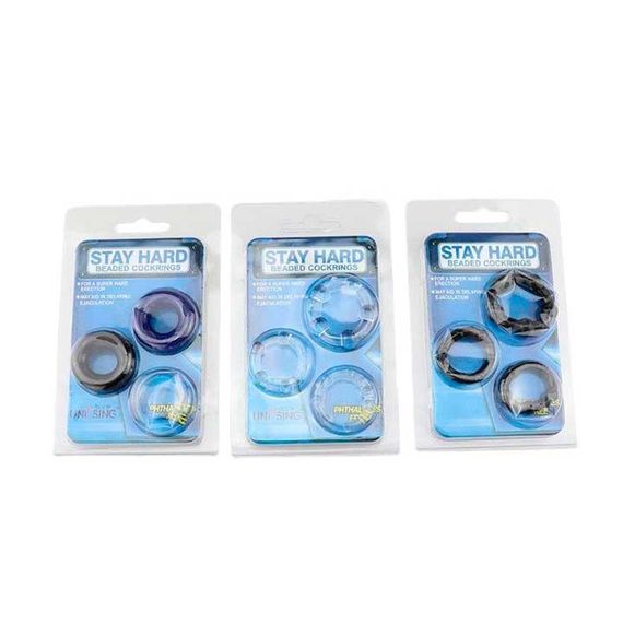 Набор эрекционных колец (3 шт) прозрачный, черный, синий | Зображення 4