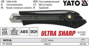 Нож YATO Польща ніж висувне лезо M=18 мм YT-75124