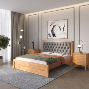 Двоспальне дерев'яне ліжко Mebigrand Торонто Т3 Вільха/Аляска 93 (сірий) 140х190 см (MBG-7982)