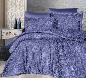 Постільна білизна First Choice Cotton Satin 200*220 Advina Indigo Євро