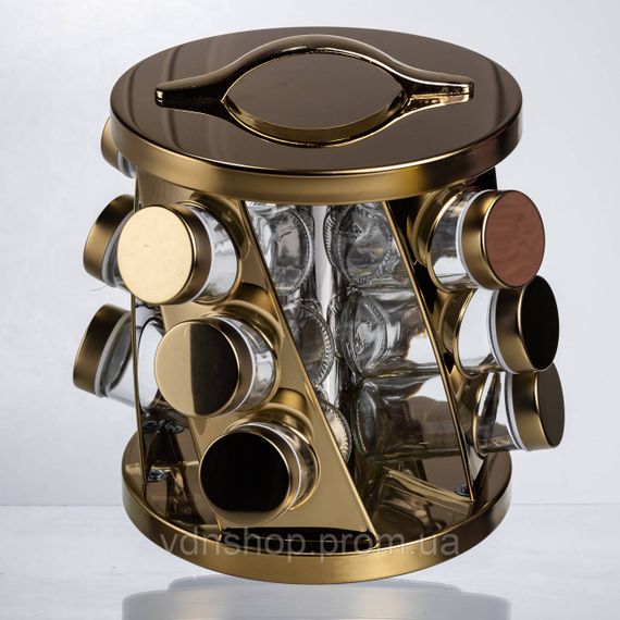 Карусель для спецій 12 баночок по 100 мл, золото HP-1369 | Зображення 3