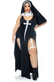Костюм грішниці Leg Avenue Sultry Sinner Чорно-білий XL/2XL (1X-2X)