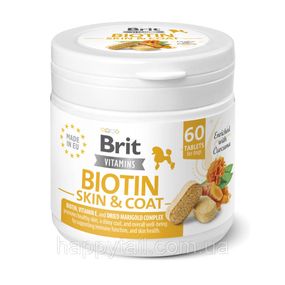 Вітаміни Brit Vitamins Biotin Skin & Coat Care для собак для шкіри та шерсті 60 таблеток