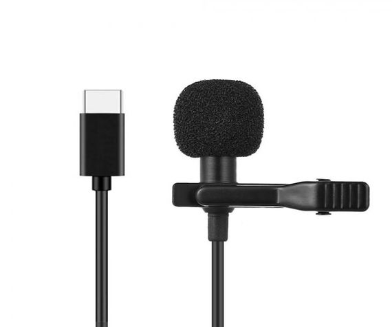 Петличный универсальный стерео микрофон MKF XO MKF02 Type-C черный (MKF02_247) | Зображення 2