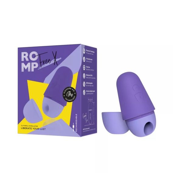 Вакуумний стимулятор для клітора ROMP Free X, силіконовий, фіолетовий Sex Aura