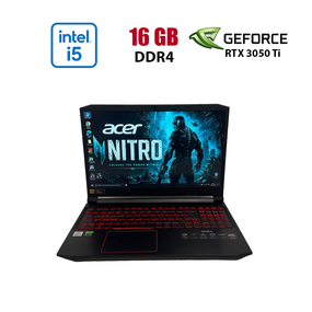 Игровой ноутбук Б-класс Acer Nitro 5 AN515-55 / 15.6" (1920x1080) IPS / Intel Core i5-10300H (4 (8) ядра по 2.5 - 4.5 GHz) / 16 GB DDR4 / 512 GB SSD / nVidia GeForce RTX 3050 Ti, 4 GB GDDR6, 128-bit / WebCam б/у