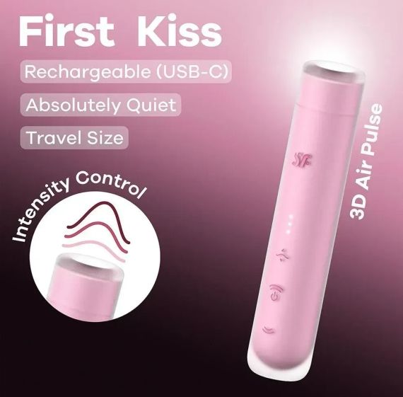 Вакуумний стимулятор Satisfyer First Kiss для клітора, рожевий, 12.5 х 2.5 см Sex Aura | Зображення 5