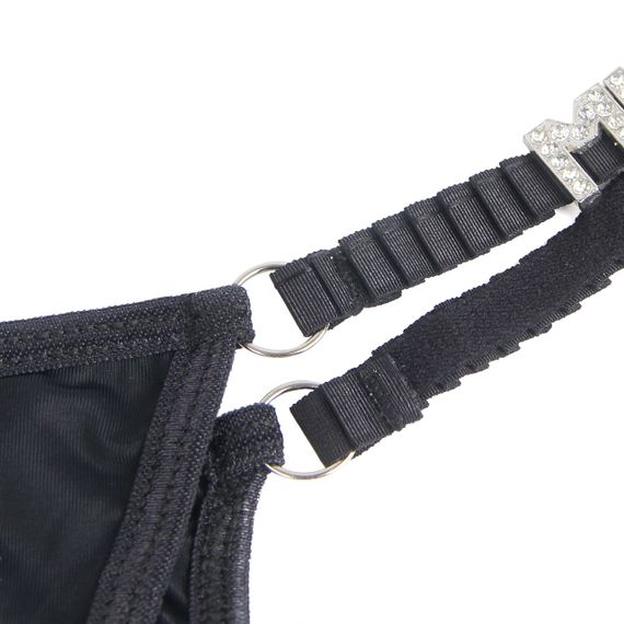 Черные сексуальные трусики стринги Star Night со стразами, S sexstyle | Зображення 6