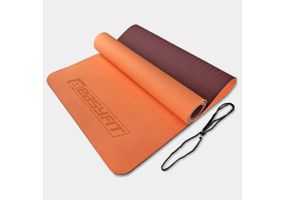 Килимок для йоги та фітнесу EasyFit TPE+TC 6 мм двошаровий персиковий-коричневий (EF-1924-PHBN)