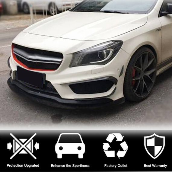Накладки на передній бампер (для CLA45 AMG SD 2013-2016, Карбон) для Mercedes CLA C117 рр | Зображення 1