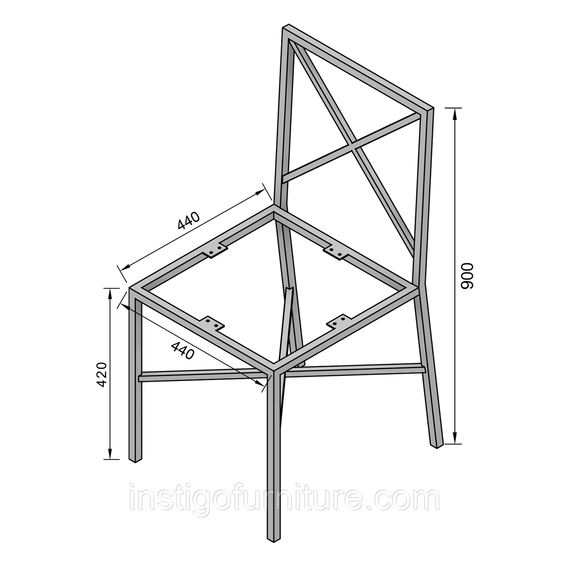 Каркас для стула из металла 440×440mm, H=900mm Серый | Зображення 2