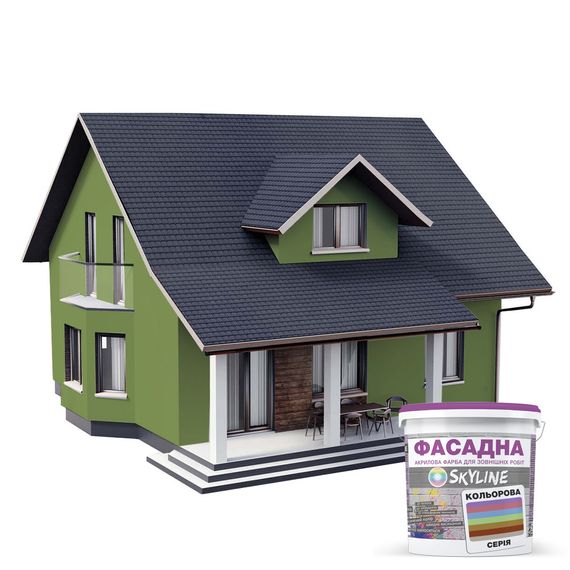 Краска Акрил-латексная Фасадная Skyline 3030-G40Y Оливковый 1л | Зображення 2
