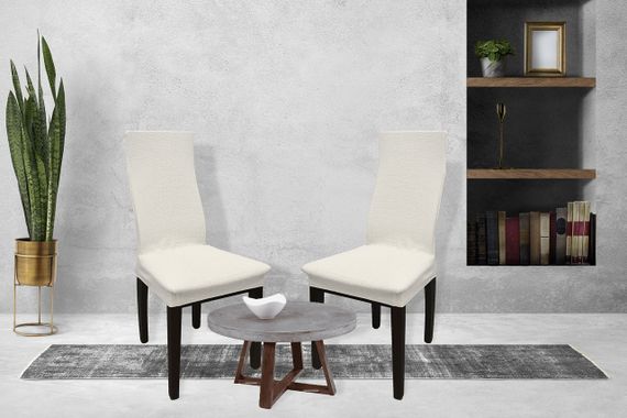 Жаккардовые чехлы на стулья Kora без юбки Кремовые