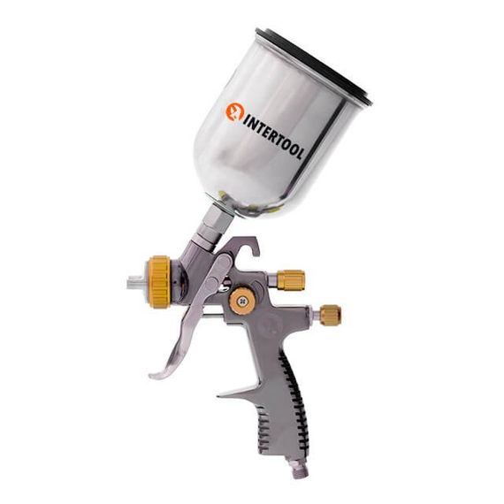 Фарбопульт пневматичний LVLP BRONZE професійний, верхній металевий бачок INTERTOOL PT-01351 | Зображення 2