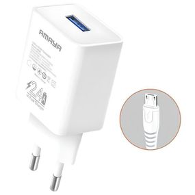 МЗП Amaya M3 2.4A (1USB-A) + кабель USB to MicroUSB White