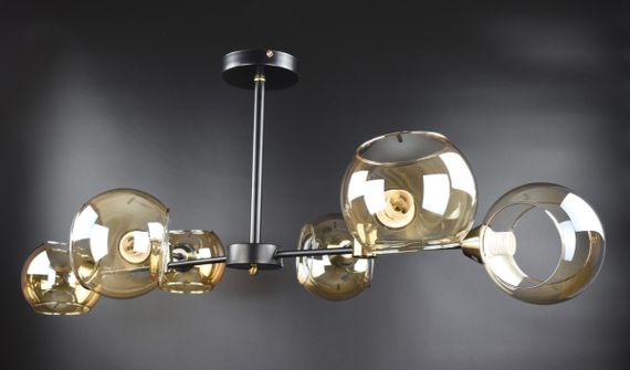 Люстра стельова на 6 лампочок 26193 Чорний 40х60х95 см. | Зображення 1