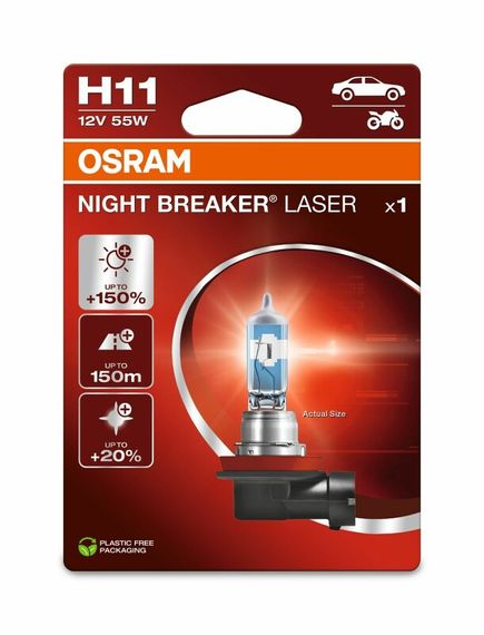 Лампа H7 12V 55W PX26d Night Breaker Laser +150% OSRAM 64210NL-1BL