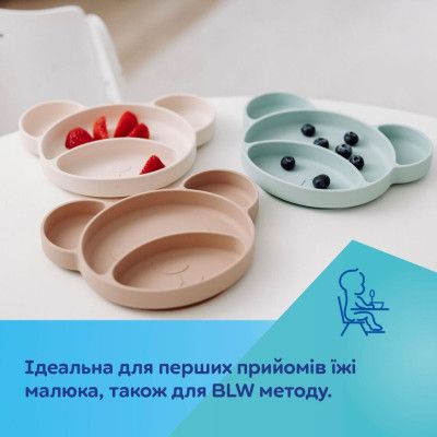 Тарілка дитяча Canpol babies Ведмедик силіконова на присосці з трьома відділами, зелена (51/401_gre) | Зображення 3