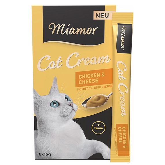 Жидкие лакомства для котов с курицей и сыром Miamor Cream Chicken & Cheese, 15 гр х 6 шт