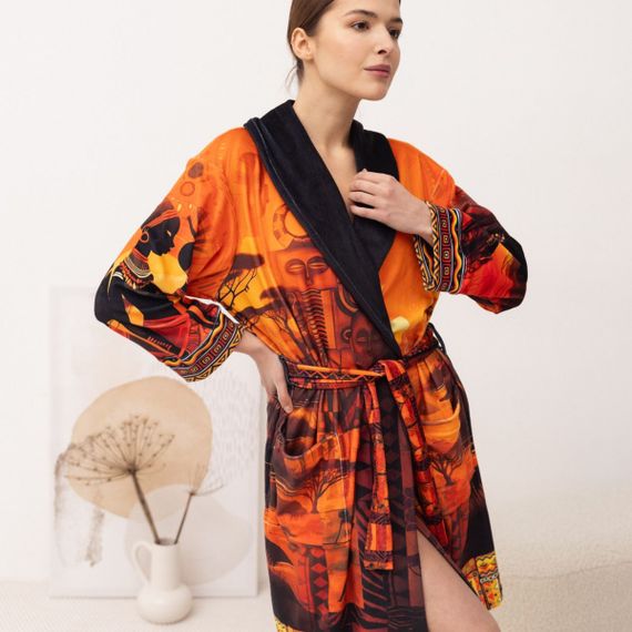 Халат жіночий з плюшевого велюру ексклюзивний Africa 18128 2XL-3XL | Зображення 4