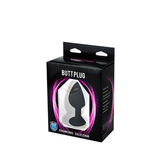 Анальная пробка Black small butt plug with white crystal Sex Aura | Зображення 2